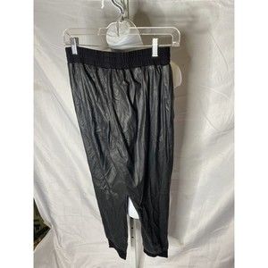 BCBGMaxazria Cuffed black faux leather joggers S/P